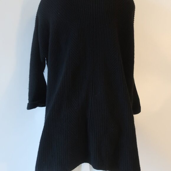 Womens Rani Arabella 100% Cashmere Black Ribbed Button Down Cardigan Sweater M - Picture 8 of 14